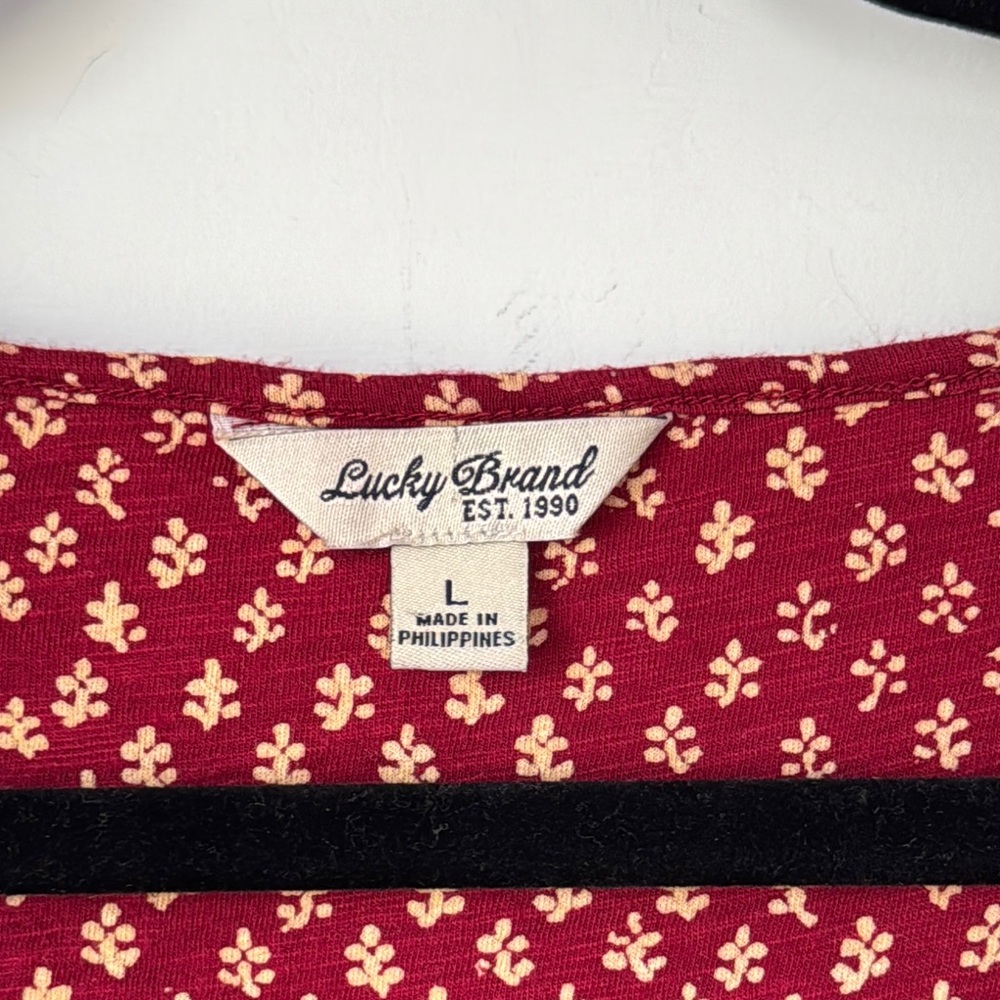 Lucky Brand 3/4 Sleeve Tie Front Blouse Size Large - Picture 5 of 12